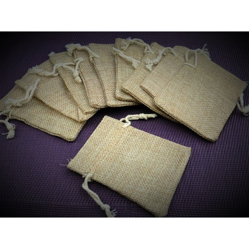 Lot de 10 Pochettes Toile de Jute 9x7cm