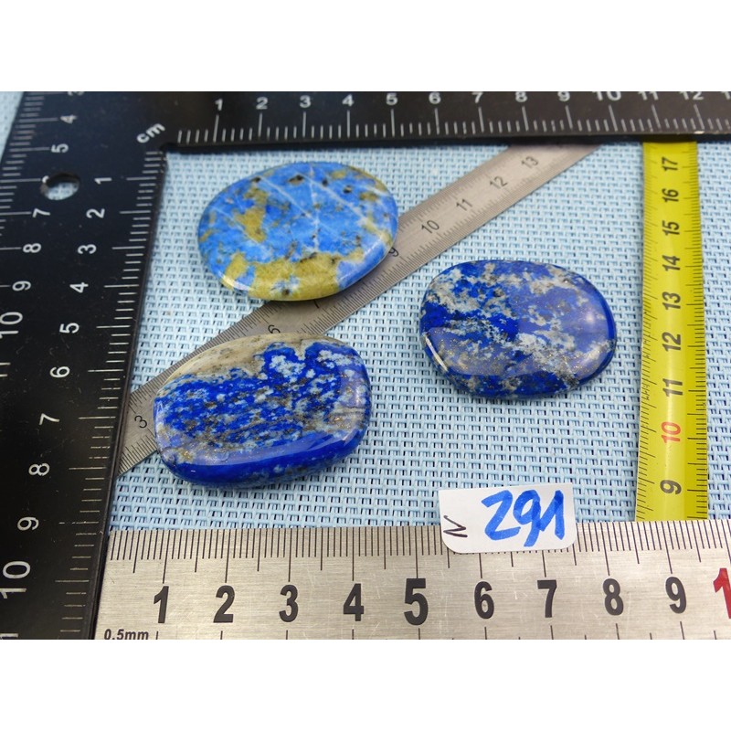Lapis Lazuli Lot de 3 Pierres Plates Mini ou Fines 52g