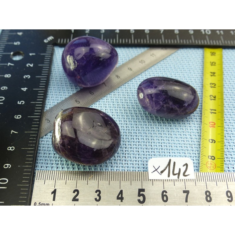 Amethyste Q Extra Lot de 3 Pierres Roulées 88gr