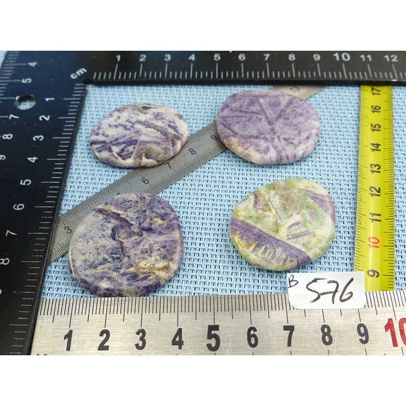 Charoite de Chine Lot de 4 Pierres Plates Fines 43g