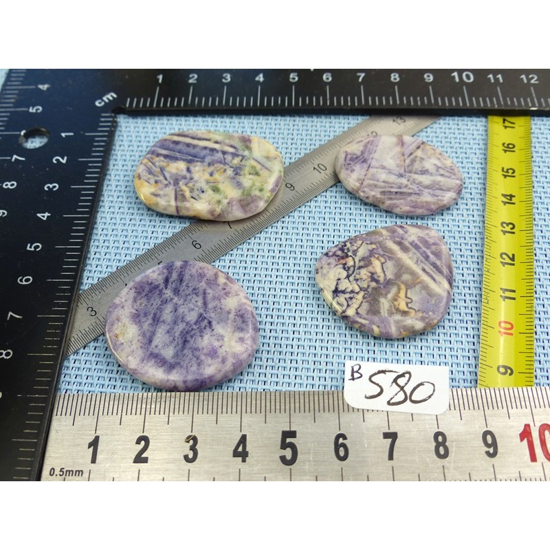 Charoite de Chine Lot de 4 Pierres Plates Fines 39g