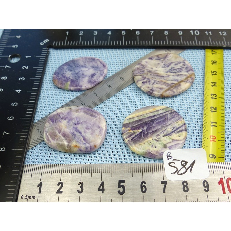 Charoite de Chine Lot de 4 Pierres Plates Fines 36g