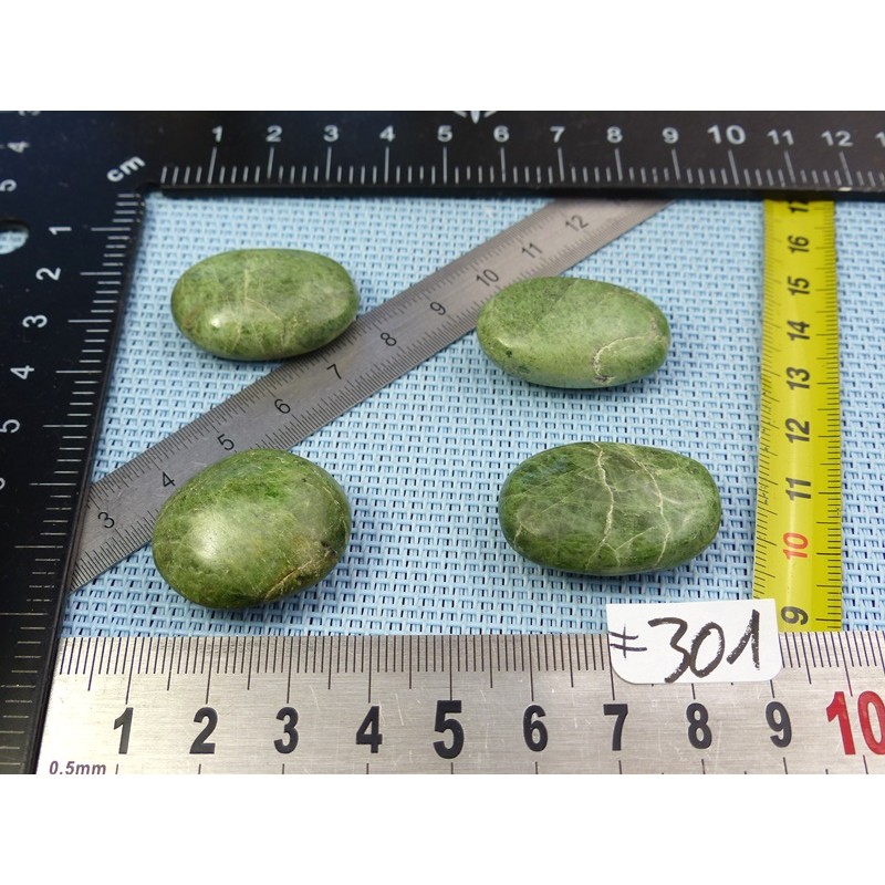 Diopside - Chrome Diospide Lot de 4 Mini Galets Aplatis 47g