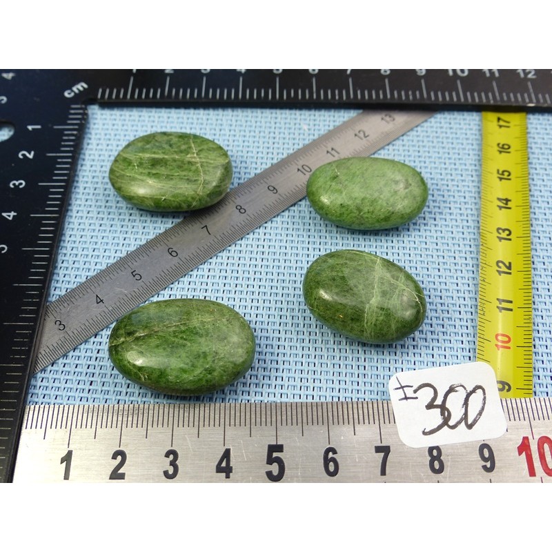 Diopside - Chrome Diospide Lot de 4 Mini Galets Aplatis 52g