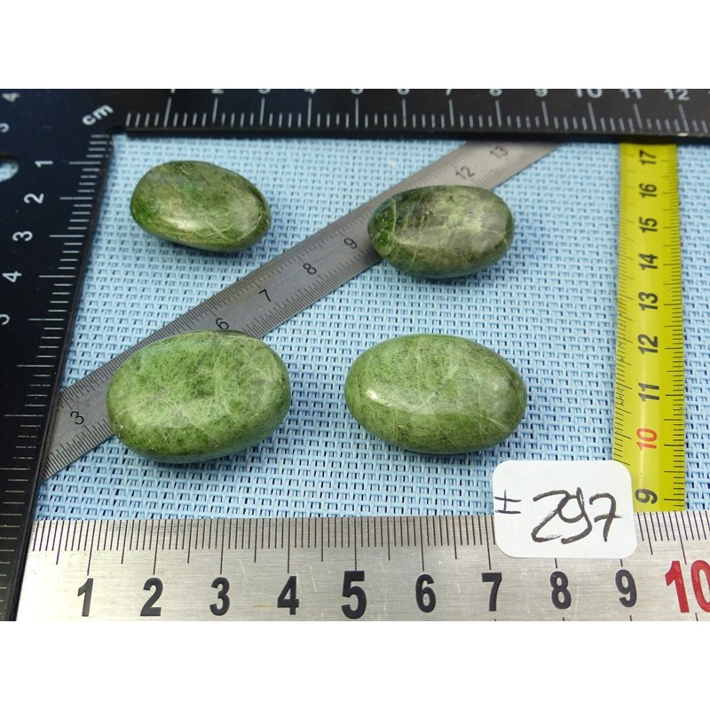 Diopside - Chrome Diospide Lot de 4 Mini Galets Aplatis 56g