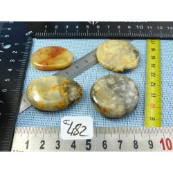 Agate Crazy Lace Lot de 4 Pierres Plates 64g qualité moyenne