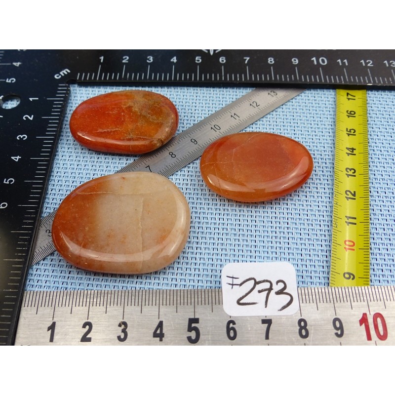 Aventurine Orange Lot de 3 Pierres Plates 52gr