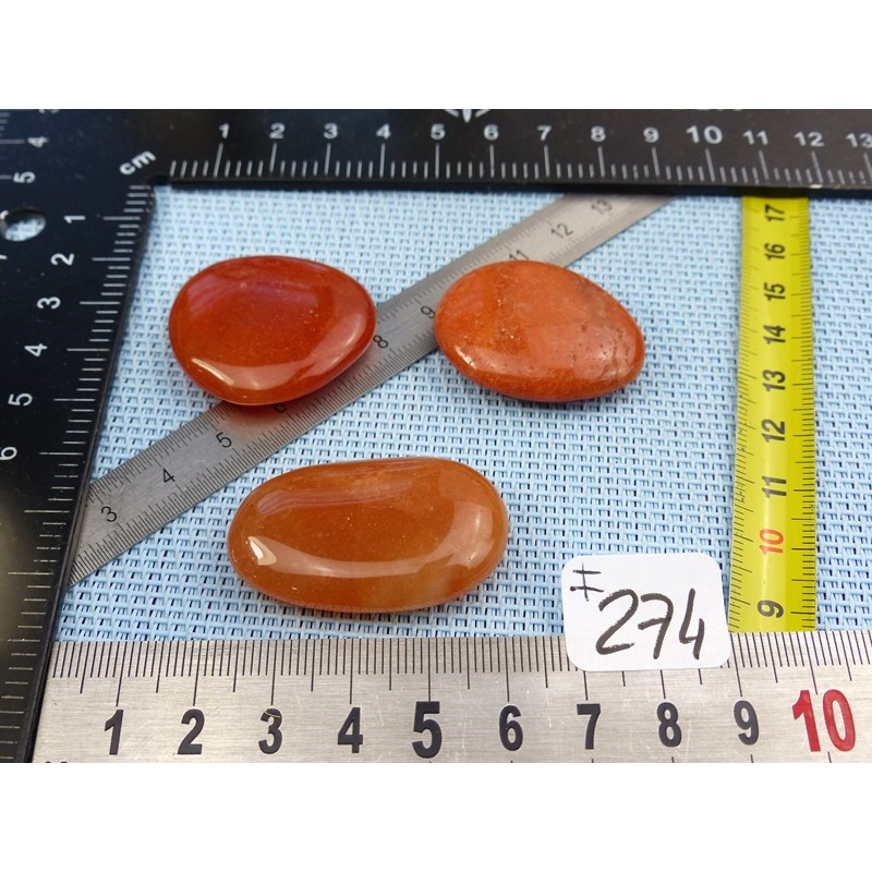 Aventurine Orange Lot de 3 Pierres Plates 40gr