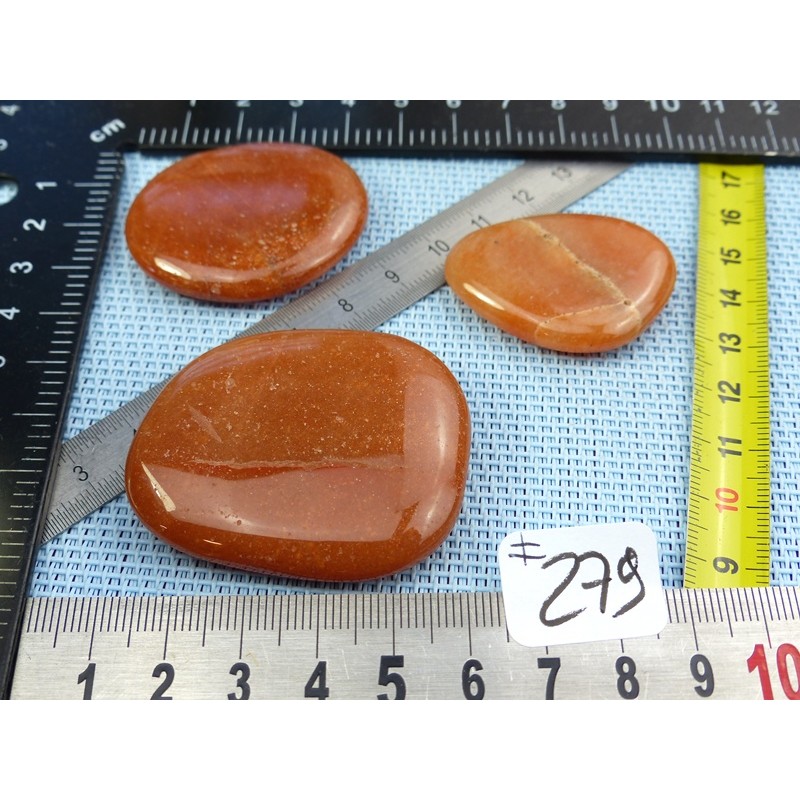 Aventurine Orange Lot de 3 Pierres Plates 70gr