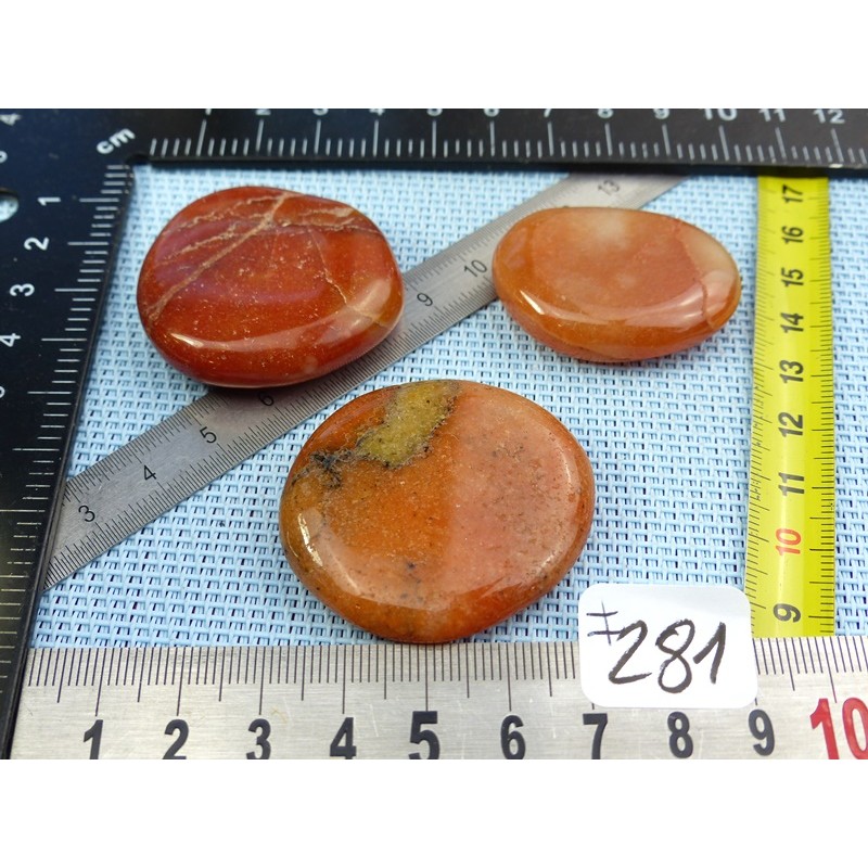 Aventurine Orange Lot de 3 Pierres Plates 71gr