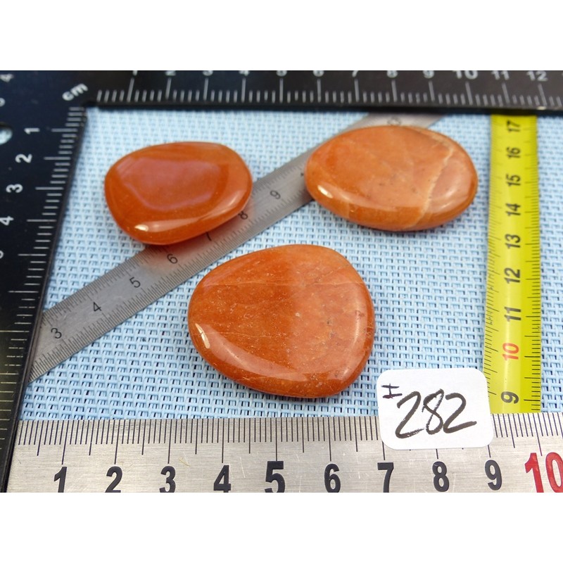 Aventurine Orange Lot de 3 Pierres Plates 47gr