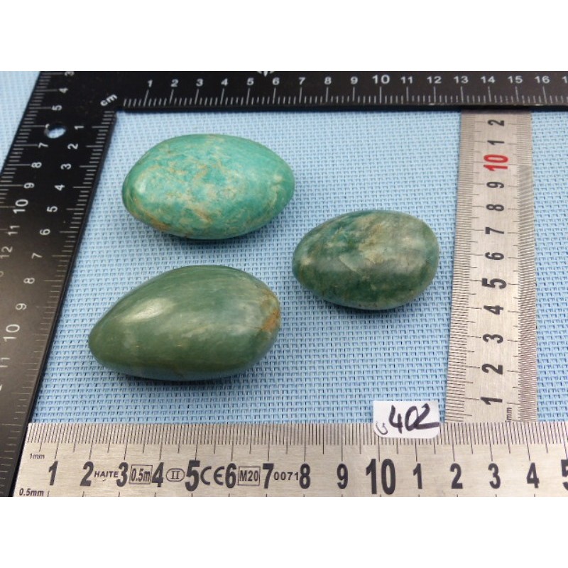 Amazonite Lot de 3 Galets Polis 194g