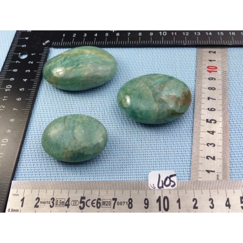 Amazonite Lot de 3 Galets Polis 186g