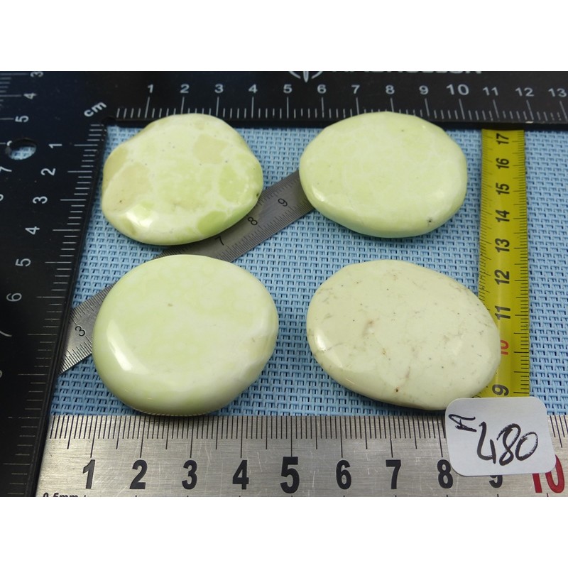 Chrysoprase Citron Lot de 4 Pierres Plates 113g