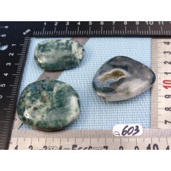 Agate Arborisée Lot de 3 Pierres Plates 80g