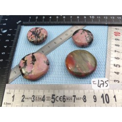 Rhodonite Lot de 4 Pierres Plates Mini 89g