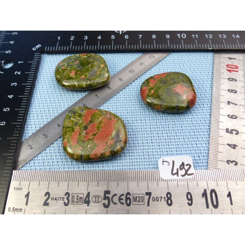 Unakite Lot de 3 Pierres Plates 58gr