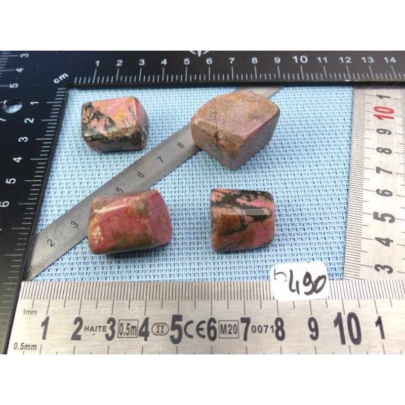 Rhodonite Extra du Pakistan Lot de 4 Pierres Roulées 93g