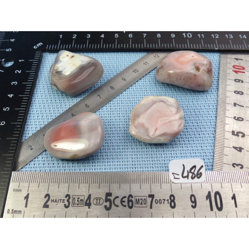 Agate Rose du Botswana Q Extra Lot de 4 Pierres Roulées 79gr50