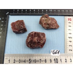 Calcite Rouge Hematocrite Lot de 3 Pierres Brutes 103g