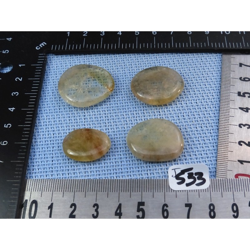 Citrine Naturelle Lot de 4 Pierres Plates Mini 25g