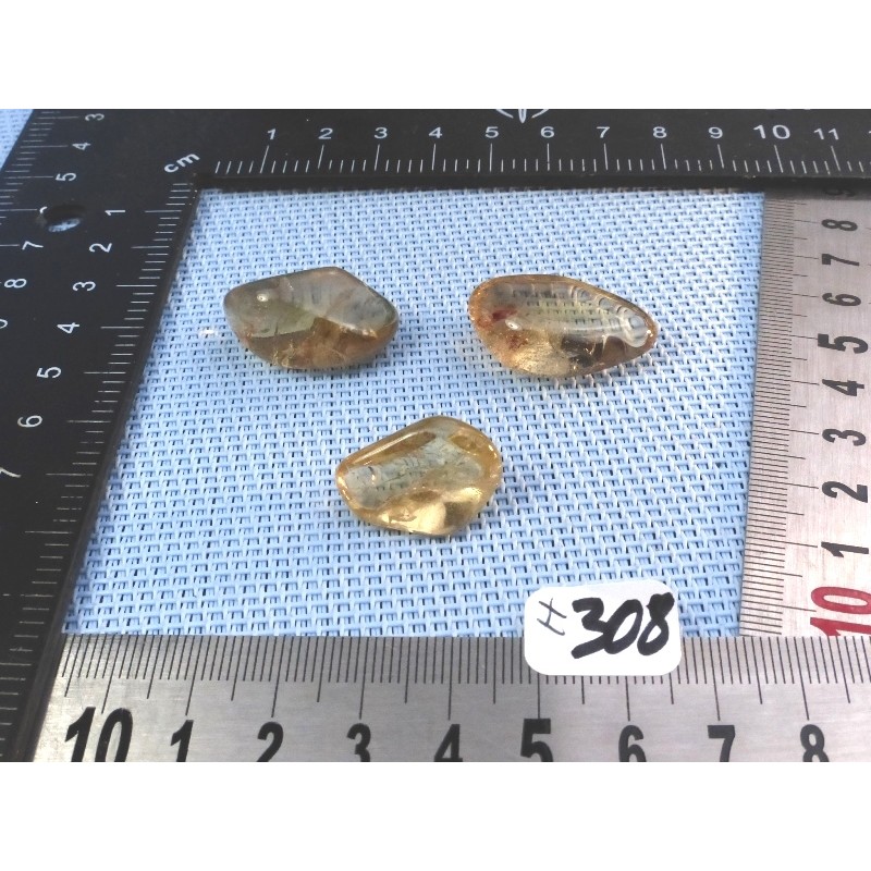 Citrine naturelle Q Extra Lot de 3 Pierres Roulées 18gr50