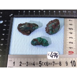 Dioptase du Congo Lot de 3 Pierres Brutes 37g