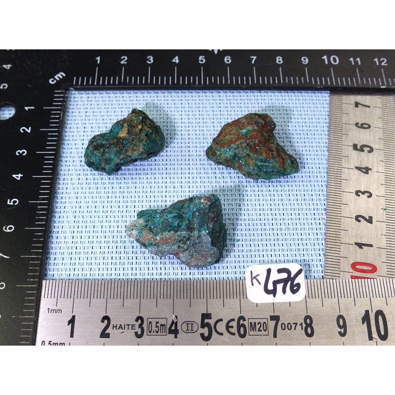 Dioptase du Congo Lot de 3 Pierres Brutes 36g