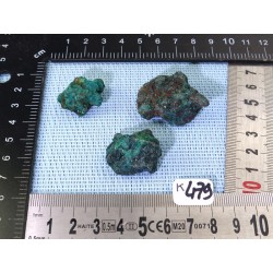 Dioptase du Congo Lot de 3 Pierres Brutes 41g