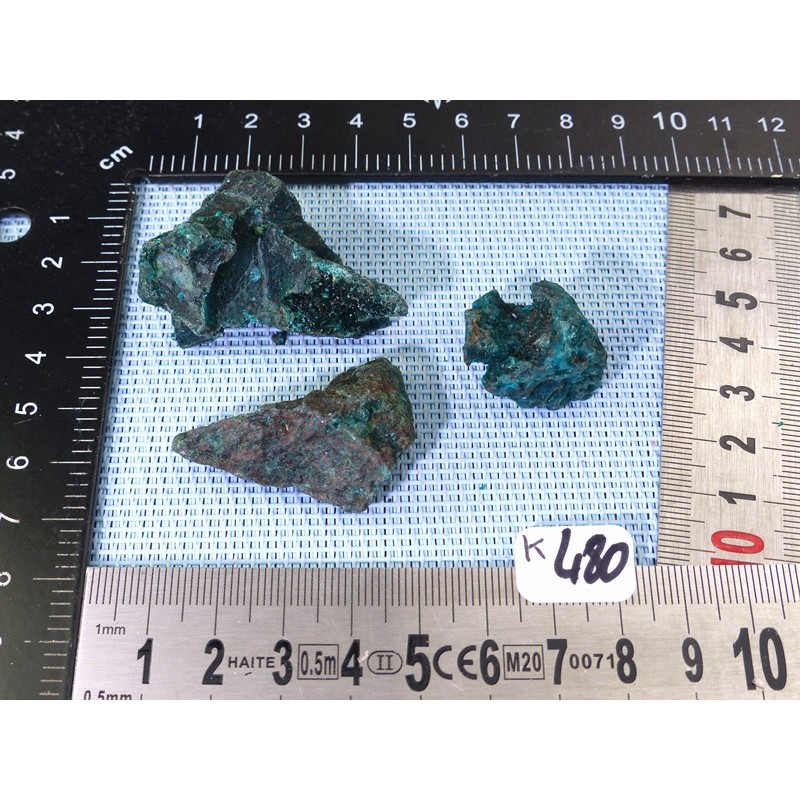 Dioptase du Congo Lot de 3 Pierres Brutes 50g