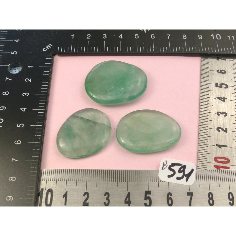 Fluorite Verte Q Extra Lot de 3 Pierres Plates Mini 38g