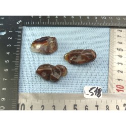Agate de Feu Lot de 3 Pierres Semi Roulées 26gr50