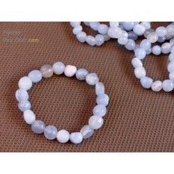 Calcedoine Bleue Bracelet Pierres Roulées