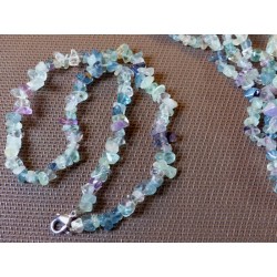 Fluorite Fluorine Multicolore Collier Baroque 45cm environ