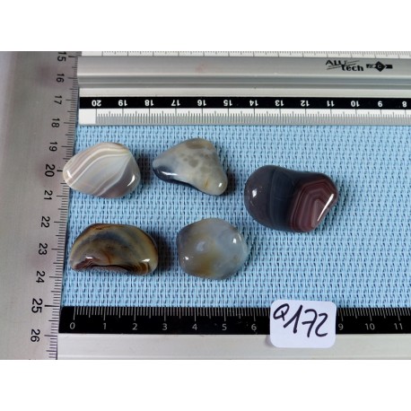 Agate du Botswana Lot de 5 Pierres Roulées 52g