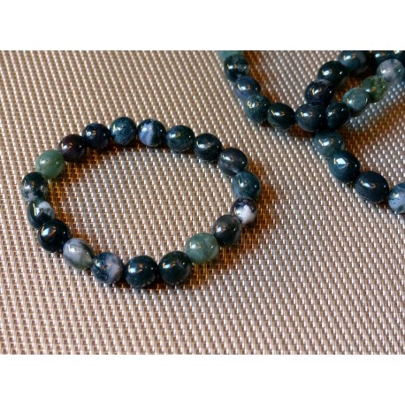 Agate Mousse Bracelet Pierres Roulées Agate Mousse Bracelet Pierres Roulées