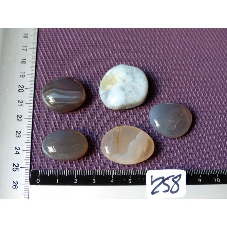 Agate Naturelle Lot de 5 Pierres Plates Mini 53g