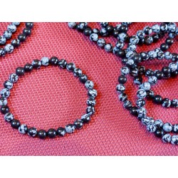 Obsidienne Flocon de Neige Bracelet en Perles de 6mm