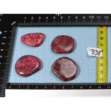 Thulite Zoisite Rouge Lot de 4 Pierres Plates Mini 36g