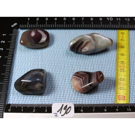 Agate du Botswana Lot de 4 Pierres Roulées 55g