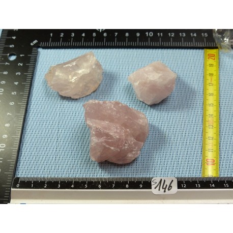 Quartz Rose Lot de 3 Pierres Brutes 186g Quartz Rose Lot de 3 Pierres Brutes 186g