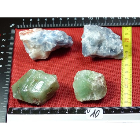 Calcite Verte, Bleue Lot de 4 Pierres Brutes 276g