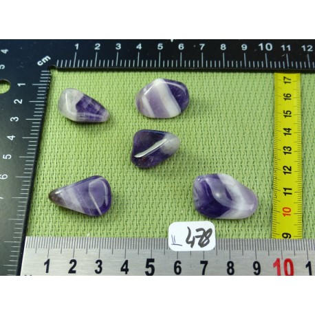 Amethyste à Chevrons Lot de 5 Pierres Roulées 30g