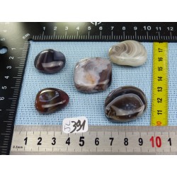 Agate du Botswana Lot de 5 Pierres Roulées Aplaties 71g