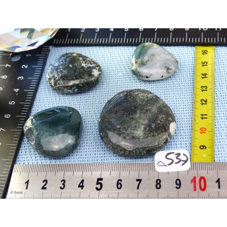 Agate Mousse Lot de 4 Pierres Plates 85g Agate Mousse Lot de 4 Pierres Plates 85g