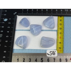 Calcédoine bleue rubanée - Agate Blue Lace EXTRA Lot de 5 Pierres Roulées 30g
