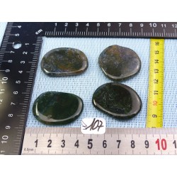 Agate Mousse Lot de 4 Pierres Plates Fines 52g