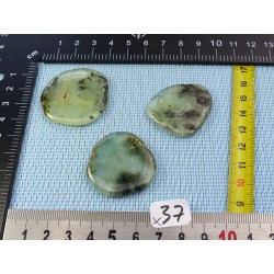 Prehnite Epidote Lot de 3 Pierres PLates Fines 35g