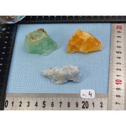 Calcite Orange, Verte, Bleue Lot de 3 Pierres Brutes 127g