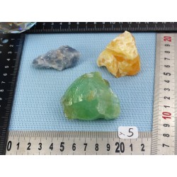 Calcite Orange, Verte, Bleue Lot de 3 Pierres Brutes 165g